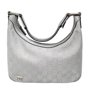 Gucci Web Pop Hobo Bag Silver Tone Canvas Leather